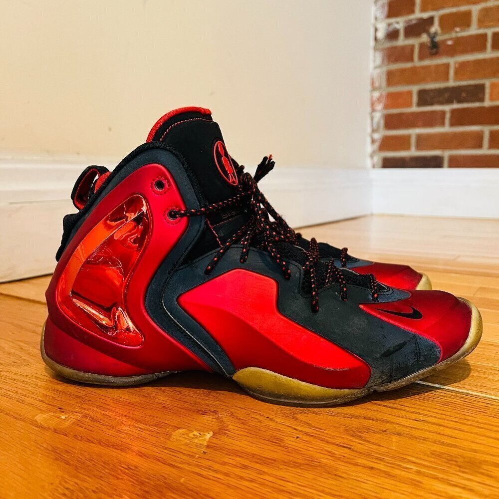 2014 PreOwned Nike Lil Penny Posite University Red Black Men Shoes